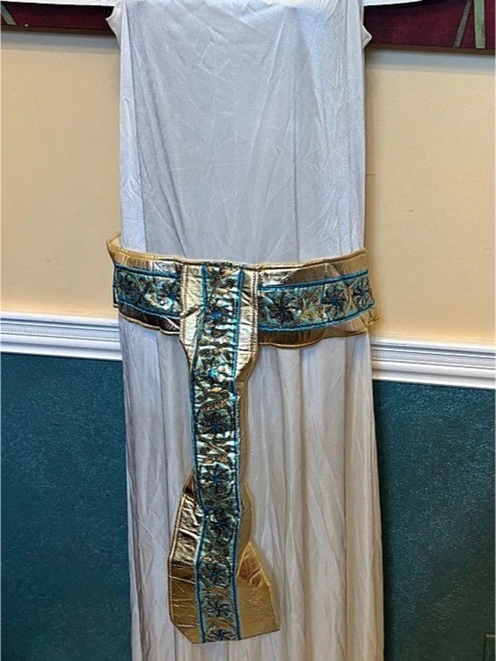 Embellished Maxi Dress in White & Gold
